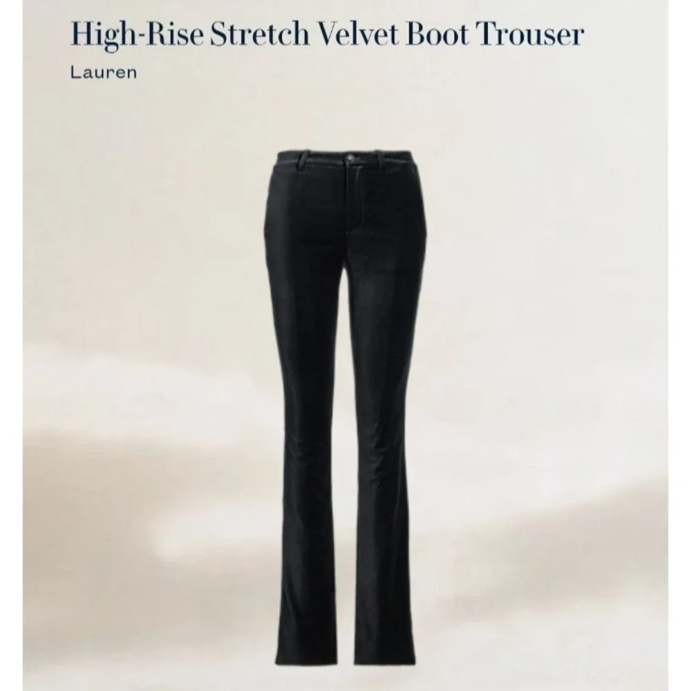 Lauren Ralph Lauren‎ Black Label High Rise Stretch Velvet  Trouser SIZE 4 Black - Picture 3 of 16